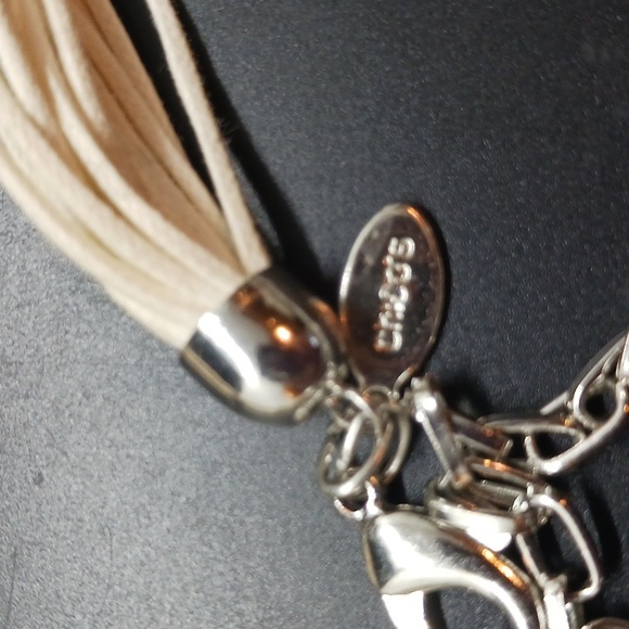 CHICO'S White Statement Necklace 20" Long w/ 23 Plastic or Acrylic Squares - Picture 3 of 3